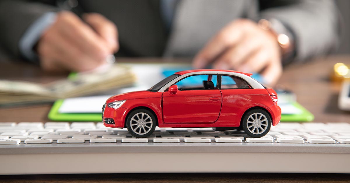 a toy car parked on a desk